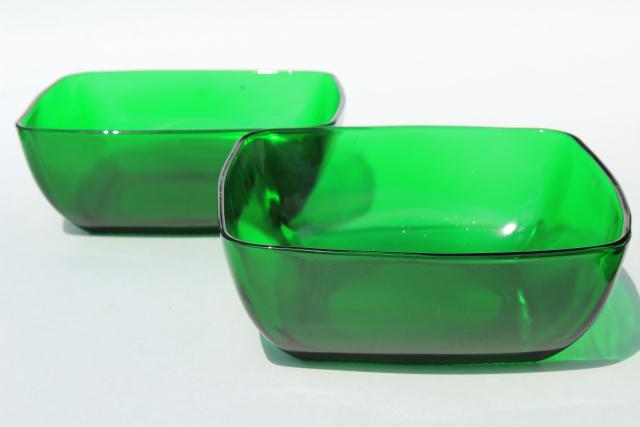photo of vintage forest green glassware, Anchor Hocking Charm pattern completer pieces #6