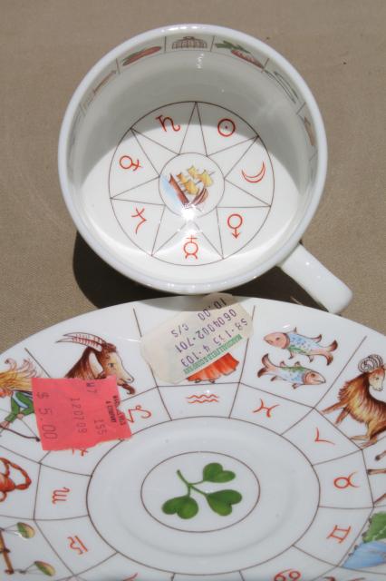 photo of vintage fortune telling tea cup & saucer, English bone china fortune tellers teacup set #2