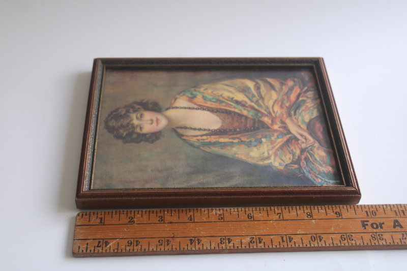 photo of vintage framed picture lady with shawl, Arthur Garratt art portrait print flapper girl  #4