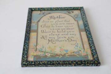 catalog photo of vintage framed print Mother for Mother's Day miniature metal frame 1930s? 