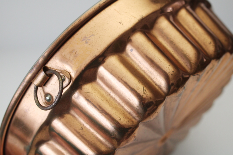 photo of vintage french country style copper mold or baking pan, round fluted ladyfinger shape #4