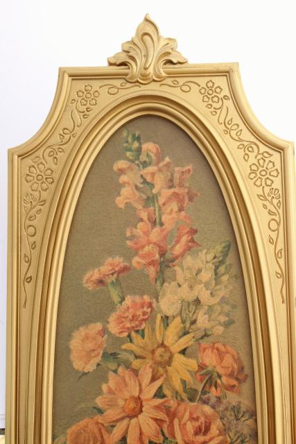 photo of vintage french country style floral prints in ornate gold picture frames #7