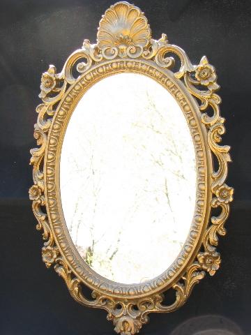 photo of vintage french country style ornate gold rococo mirror & wall sconces #2