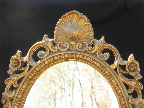 photo of vintage french country style ornate gold rococo mirror & wall sconces #3