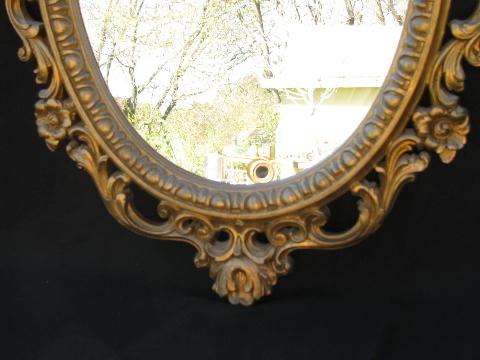 photo of vintage french country style ornate gold rococo mirror & wall sconces #4