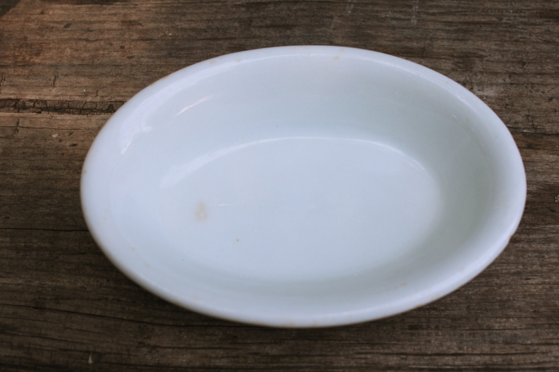photo of vintage french farmhouse style old white ironstone china soap dish w/ chunky oval shape #2