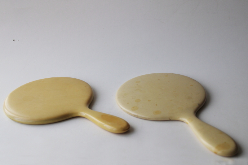 photo of vintage french ivory celluloid vanity table hand mirrors, 1920s 30s art deco  #2