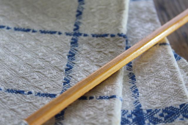 photo of vintage french pure linen towel fabric, unused toweling diamond weave blue & creamy white #7