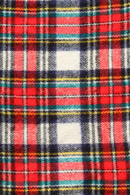 photo of vintage fringed woven plaid camp blanket or throw, retro stadium blanket #5