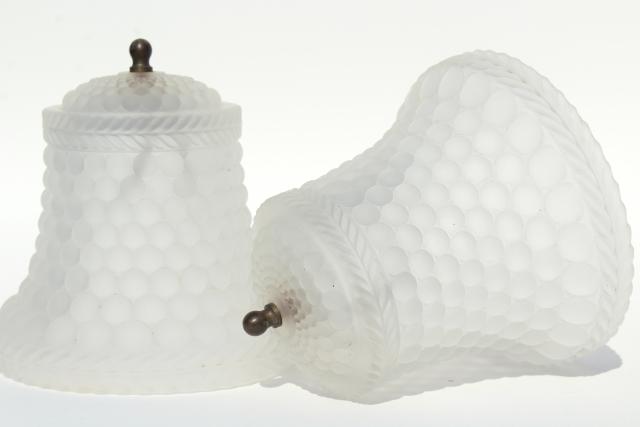 photo of vintage frosted crystal glass light shades, clip on lampshades or ceiling fixture lights #6