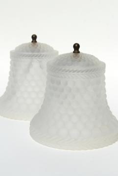 catalog photo of vintage frosted crystal glass light shades, clip on lampshades or ceiling fixture lights