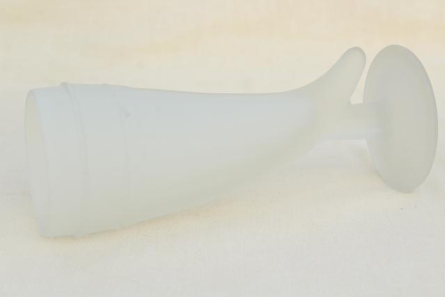 photo of vintage frosted glass drinking horns, tall horn shaped beer glasses, Tiara / Indiana glass #6