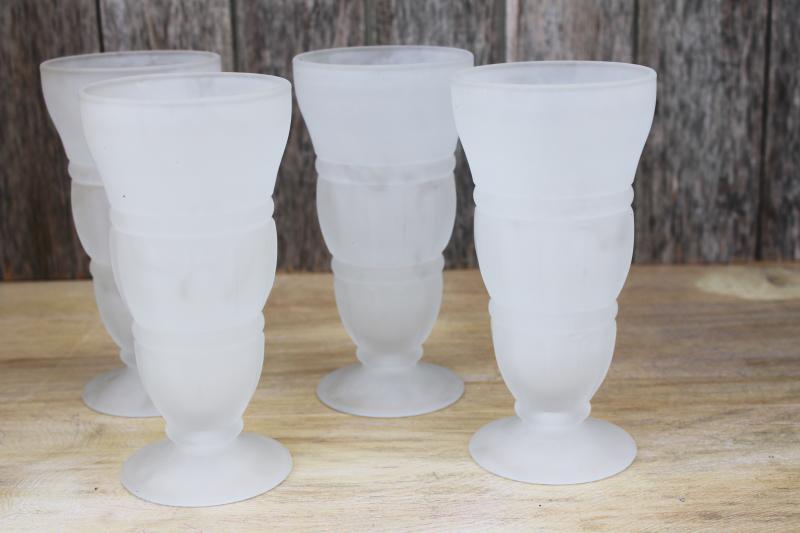 photo of vintage frosted glass ice cream soda glasses for floats, malts, milkshakes, sundaes #1