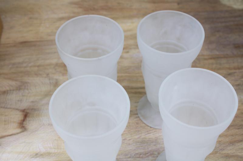 photo of vintage frosted glass ice cream soda glasses for floats, malts, milkshakes, sundaes #2