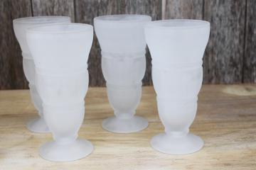 vintage frosted glass ice cream soda glasses for floats, malts, milkshakes, sundaes