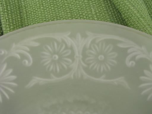 photo of vintage frosted satin glass cake or tea sandwich plate, Indiana daisy #4