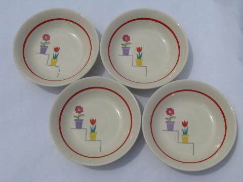 photo of vintage fruit bowls, American Limoges Posey Shop flower pots pattern #1