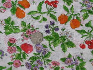 catalog photo of vintage fruit & flowers orchard print cotton blend fabric