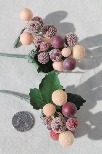 photo of vintage fruit for holiday wreaths, plastic & papier mache berries floral picks #3