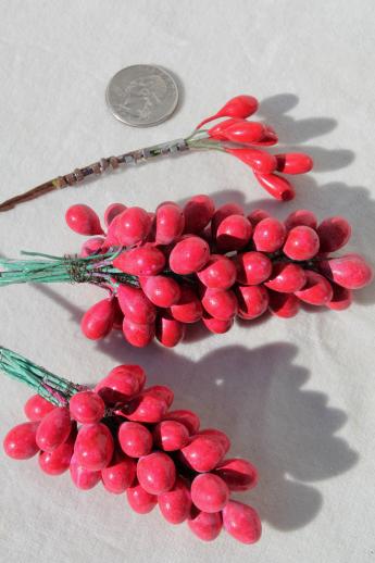 photo of vintage fruit for holiday wreaths, plastic & papier mache berries floral picks #4