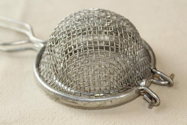 photo of vintage fry basket, fried potato nest wire frying basket w/ long handle #5