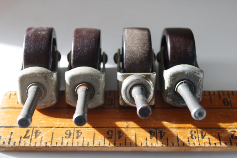 photo of vintage furniture or light industrial pin style casters, sturdy steel w/ brown bakelite wheels  #4