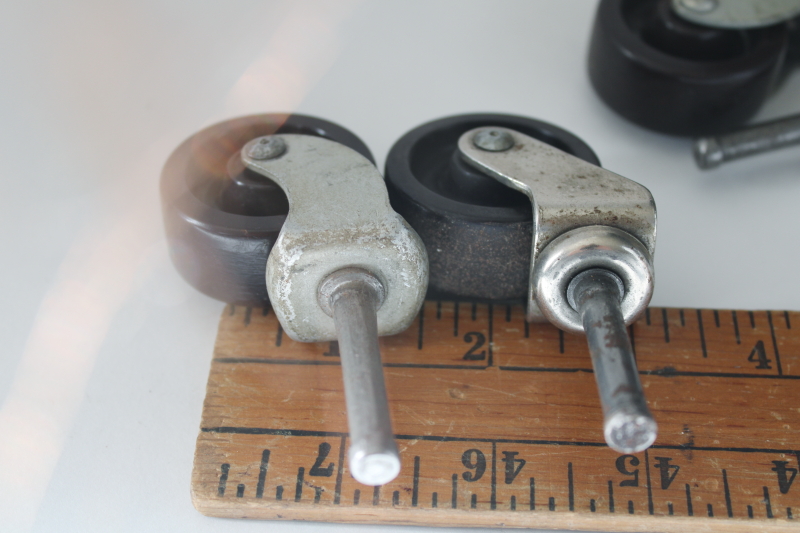 photo of vintage furniture or light industrial pin style casters, sturdy steel w/ brown bakelite wheels  #5