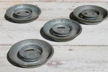 catalog photo of vintage galvanized zinc metal chick waterer bases for mason jar chicken water fountain