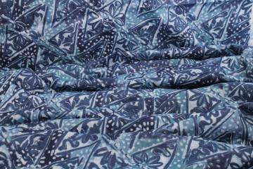 catalog photo of vintage gauzy open weave cotton fabric w/ batik type print shades of blue