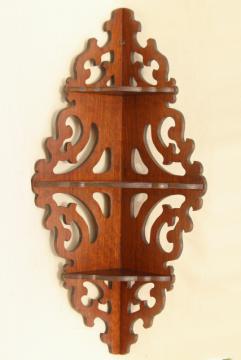 catalog photo of vintage gingerbread scroll fretwork wood corner shelf whatnot curio bracket