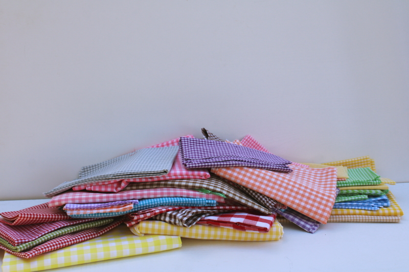 photo of vintage gingham checked fabric lot, tons of colors for spring summer cottagecore decor, girly accessories #1