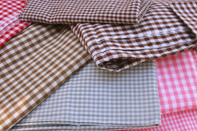 photo of vintage gingham checked fabric lot, tons of colors for spring summer cottagecore decor, girly accessories #4