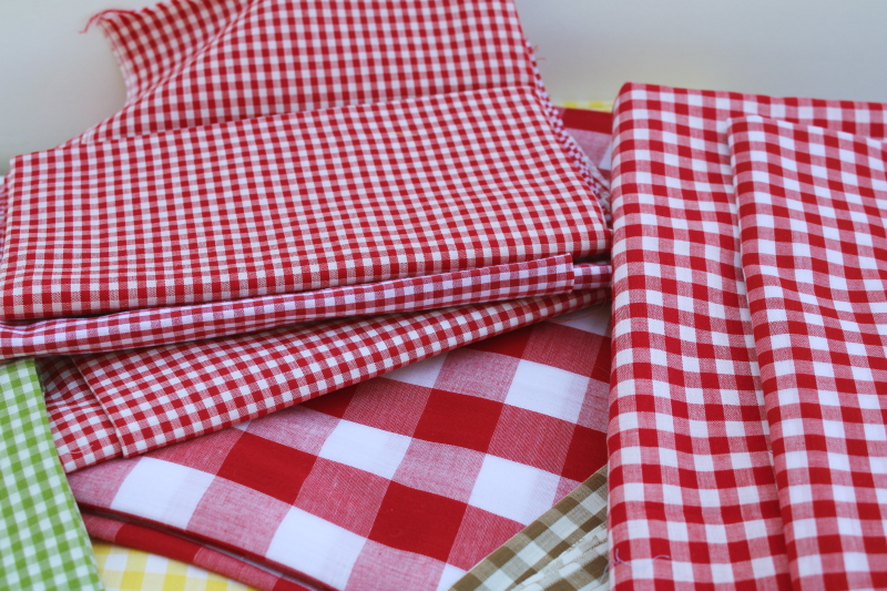 photo of vintage gingham checked fabric lot, tons of colors for spring summer cottagecore decor, girly accessories #5