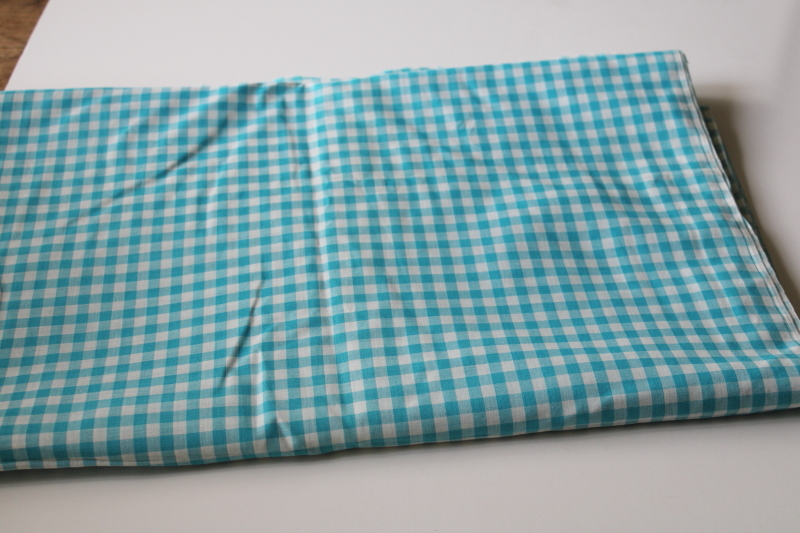 photo of vintage gingham fabric, aqua & white checked all cotton fabric 5 yards 36 wide #1