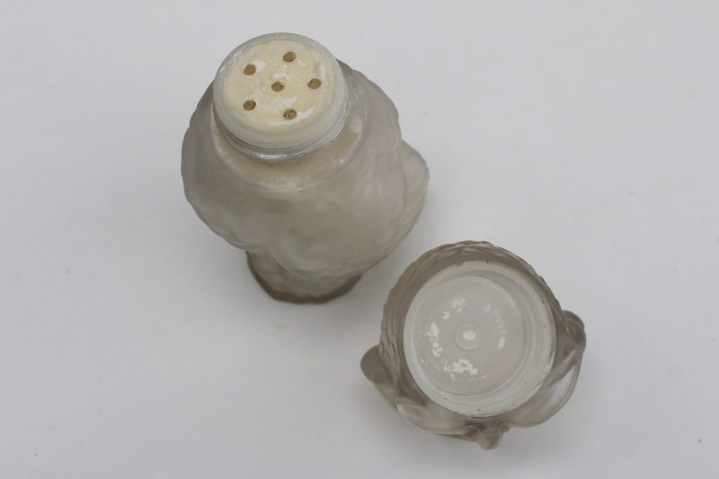 photo of vintage glass Avon bottle, spooky owl figurine clear frosted glass  #5