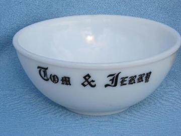 catalog photo of vintage glass Christmas punch bowl, for Tom and Jerry rum spiked eggnog