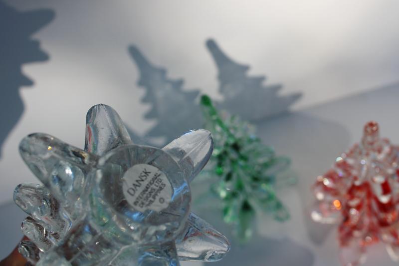 photo of vintage glass Christmas trees, green & red art glass, frosted & clear crystal #3