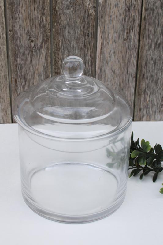 photo of vintage glass apothecary jar, large canister for decorative storage display collections #1