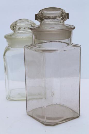 photo of vintage glass apothecary jars, old store counter penny candy jar canisters #4