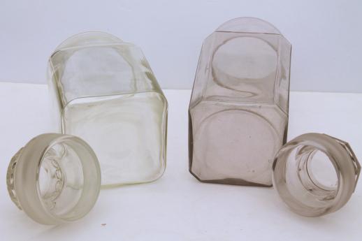 photo of vintage glass apothecary jars, old store counter penny candy jar canisters #7