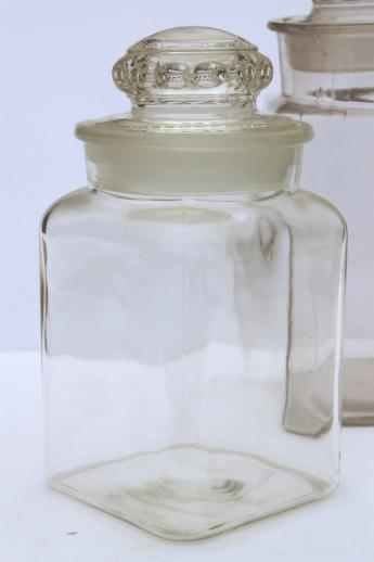 photo of vintage glass apothecary jars, old store counter penny candy jar canisters #8