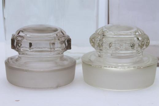 photo of vintage glass apothecary jars, old store counter penny candy jar canisters #9