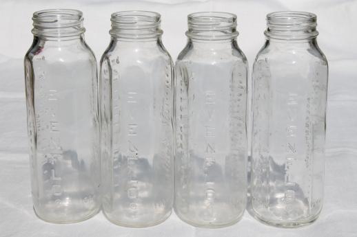 photo of vintage glass baby bottles, lot of four 8 oz Evenflo nursing bottles  #1