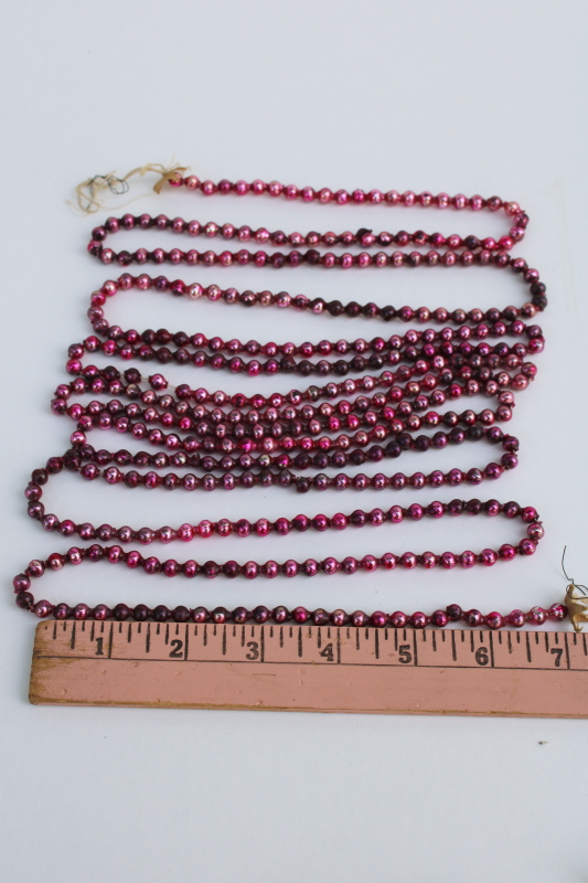 photo of vintage glass beaded Christmas garland, tree ornament decoration, worn pink mercury glass beads on string  #1