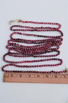 catalog photo of vintage glass beaded Christmas garland, tree ornament decoration, worn pink mercury glass beads on string 