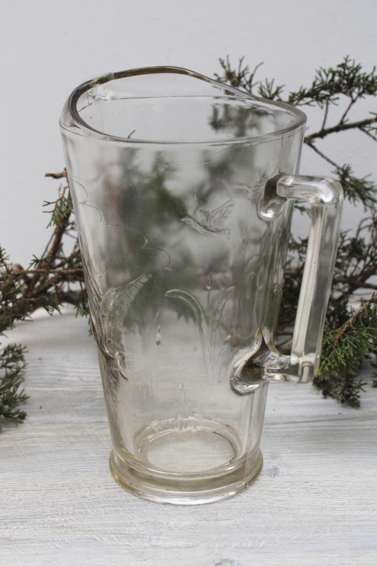 photo of vintage glass beer pitcher w/ flying ducks, for man cave cabin or retro bar #4