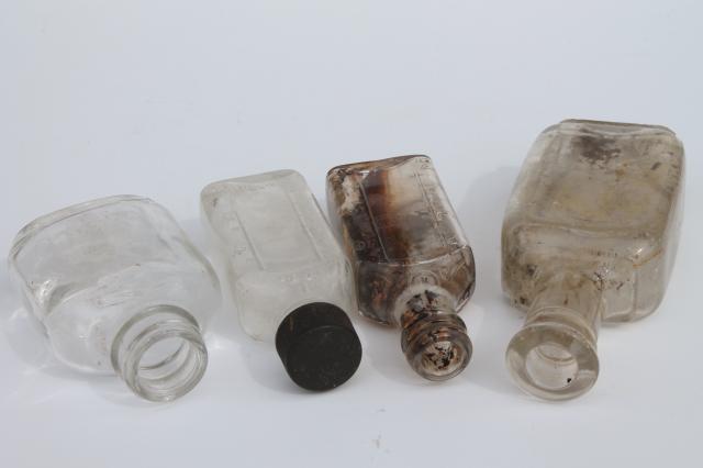 photo of vintage glass bottle collection, as found old drugstore medicine pharmacy bottles  #2