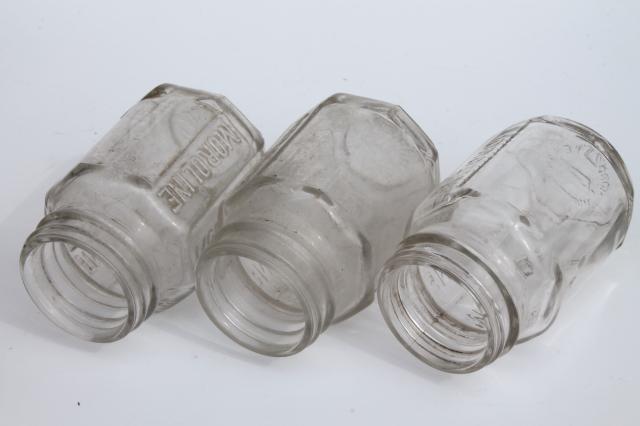 photo of vintage glass bottle collection, as found old drugstore medicine pharmacy bottles  #5