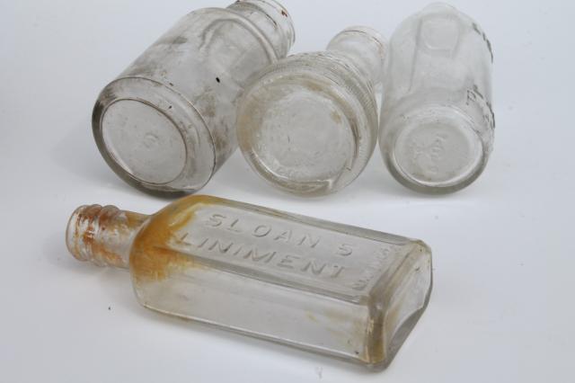 photo of vintage glass bottle collection, as found old drugstore medicine pharmacy bottles  #8