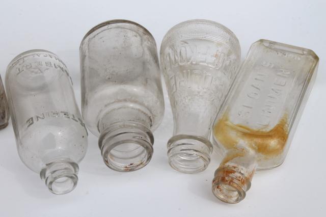 photo of vintage glass bottle collection, as found old drugstore medicine pharmacy bottles  #9